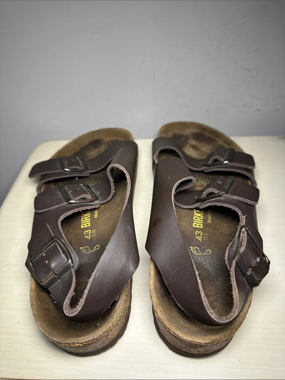 Birkenstock 2 straps and ankle Men's Brown Leather Adjustable Strap Sandals